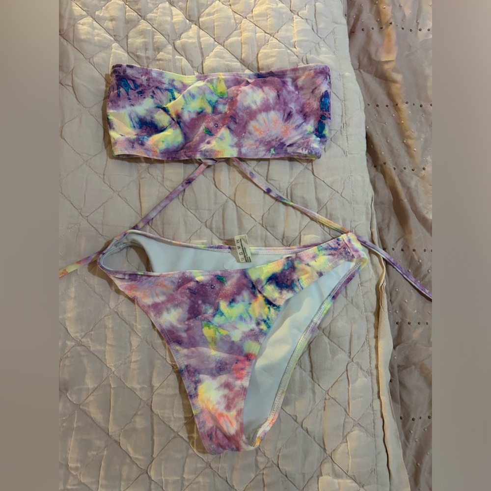 Tie Dye Strapless Bikini Set